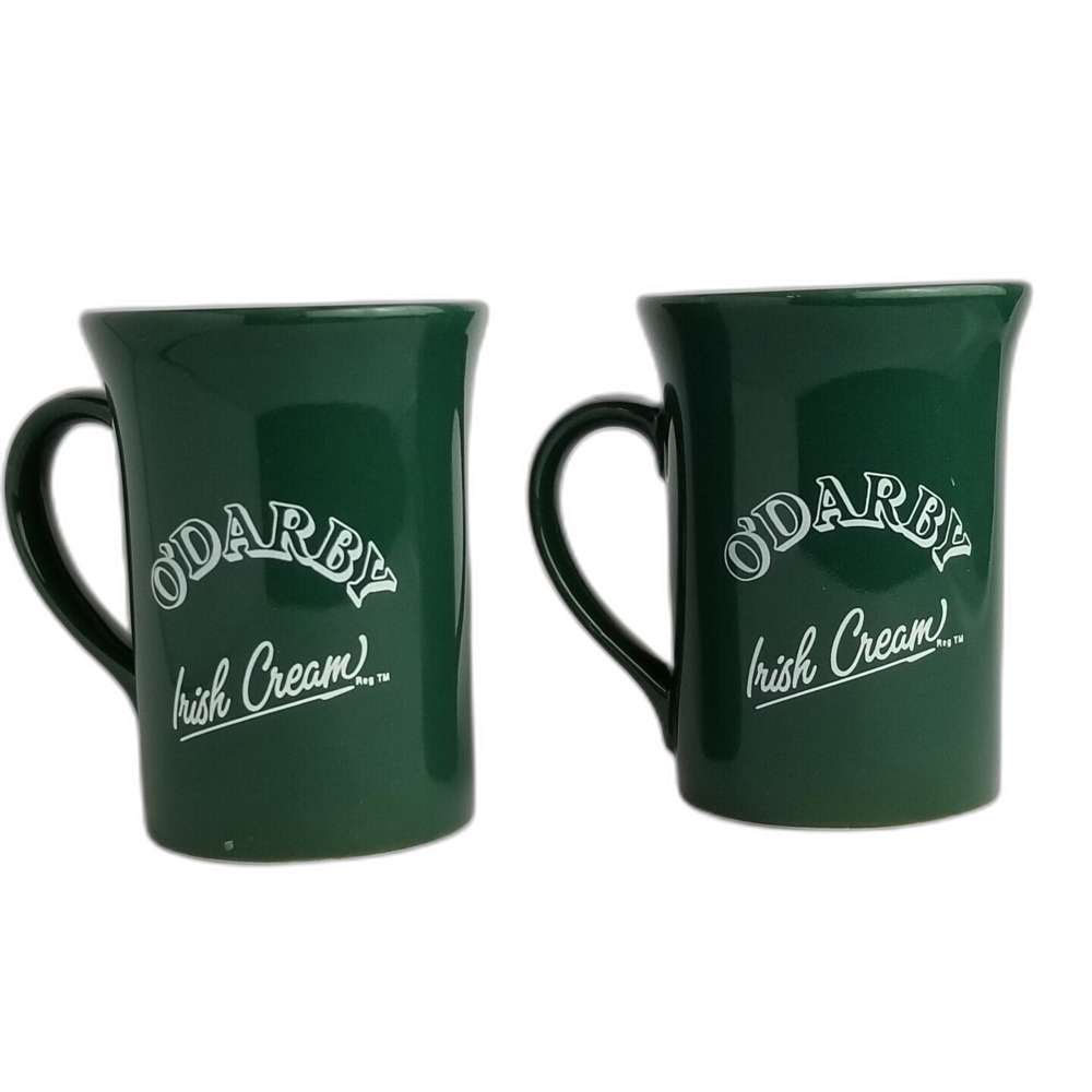 (2) O'Darby Irish Cream Green Coffee Mugs